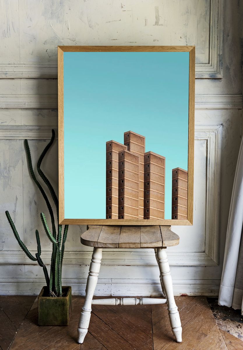 Minimalist Brutalist Towers Poster room preview