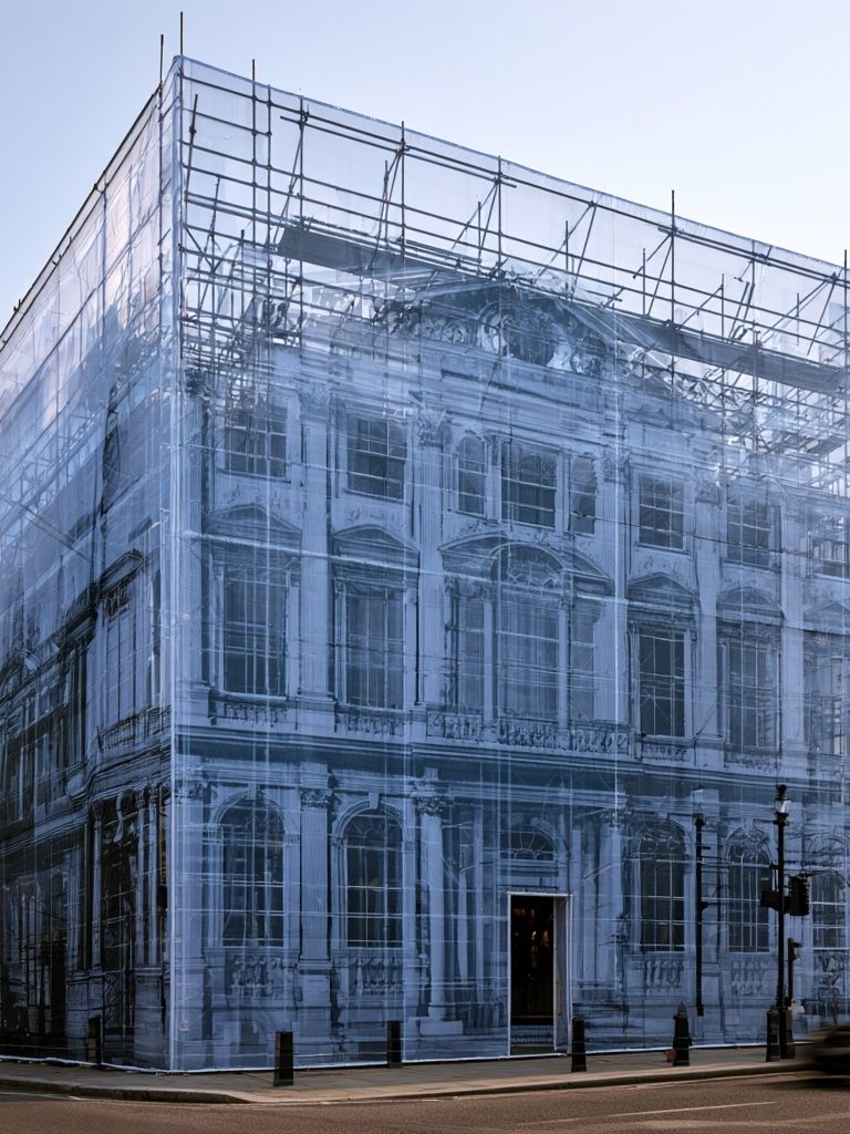 Wrapped Building Facade Photography Print. poster detail