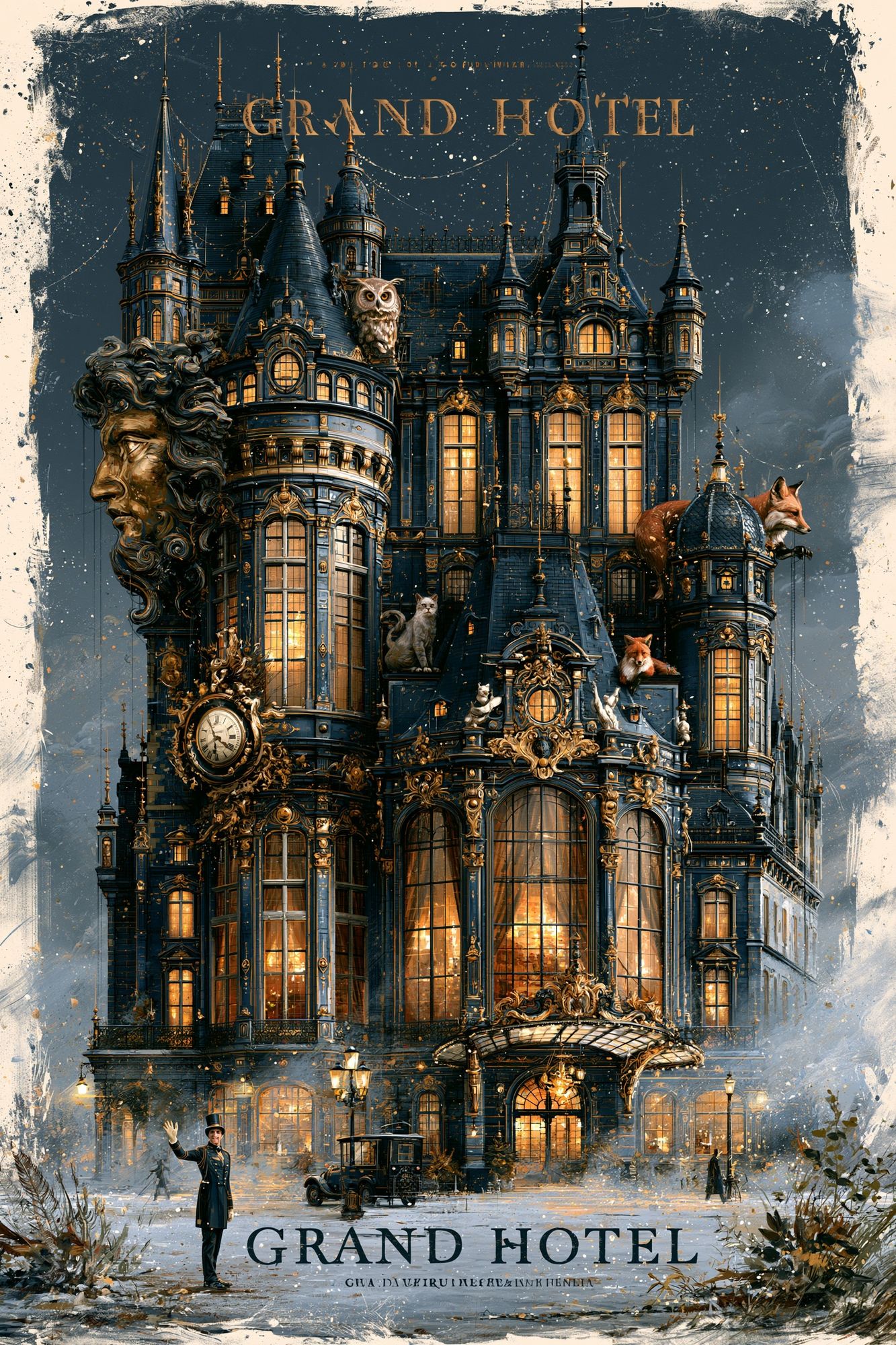 Grand Hotel Gothic Architecture Print. poster — architecture art