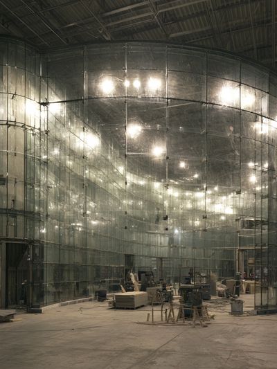 Glass Atrium Construction Poster. poster