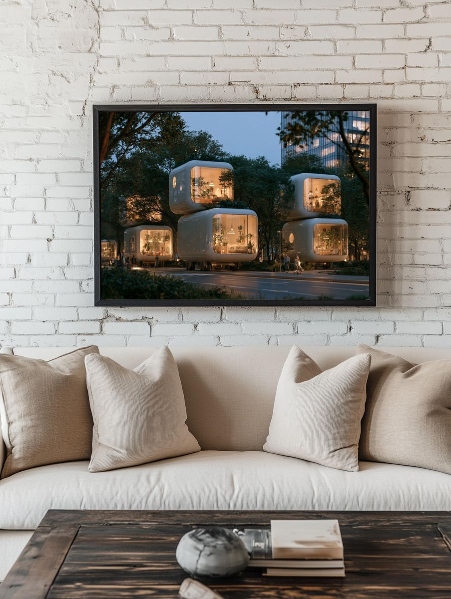 Futuristic Modular Homes Photography Poster. room preview