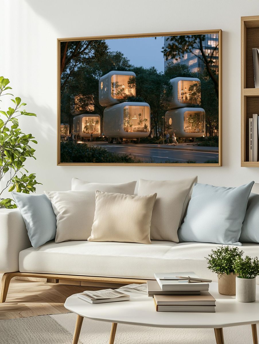 Futuristic Modular Homes Photography Poster. — room view 2