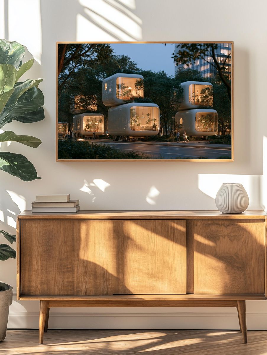Futuristic Modular Homes Photography Poster. — room view 3
