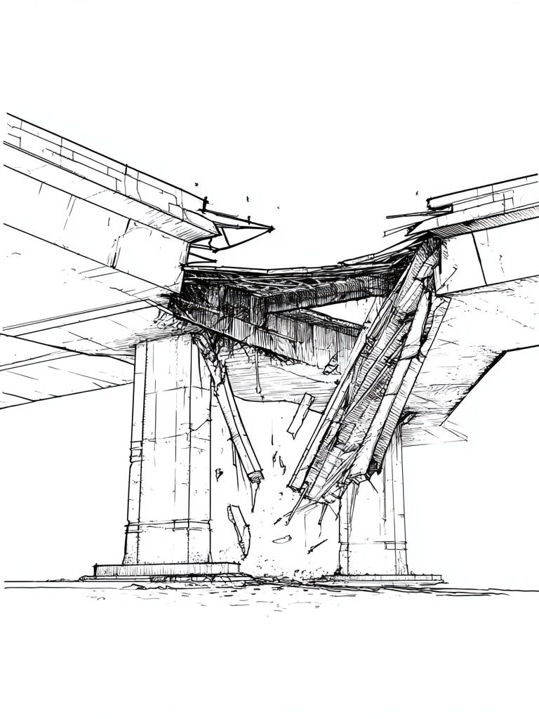 Bridge Collapse Ink Poster. poster detail