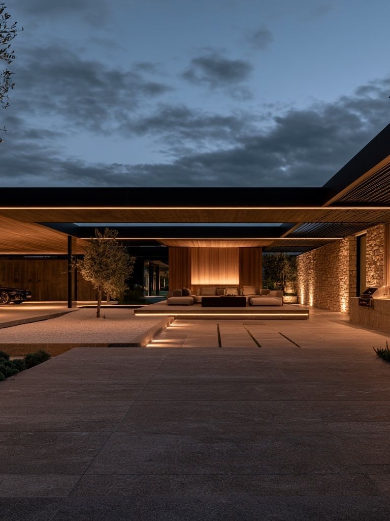 Modern Luxury Courtyard Architecture Poster. poster — architecture art