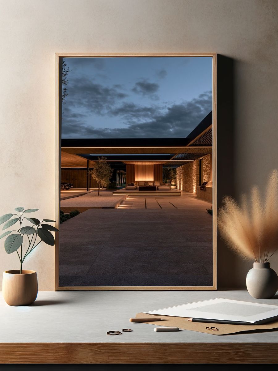 Modern Luxury Courtyard Architecture Poster. — room view 2