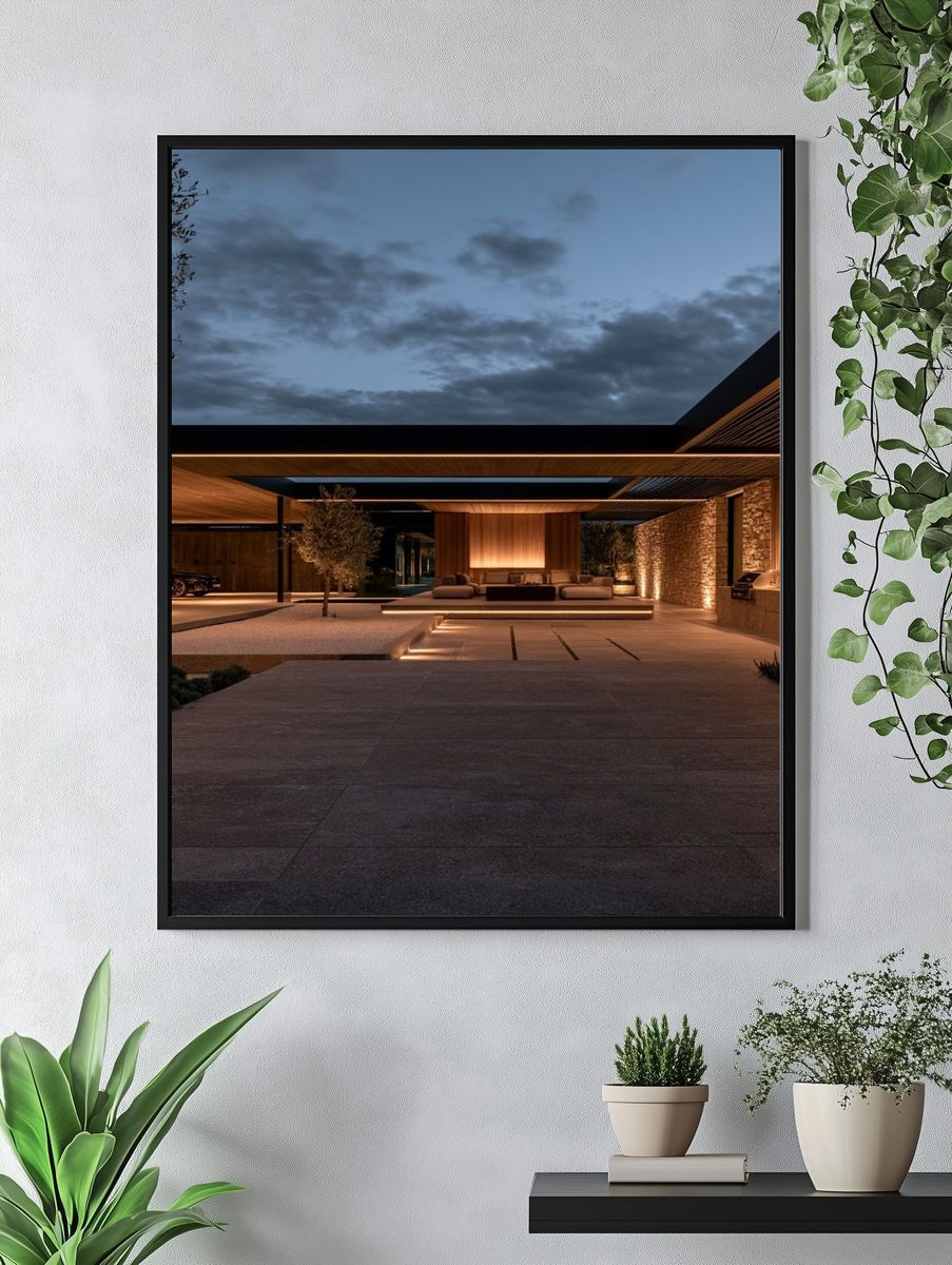 Modern Luxury Courtyard Architecture Poster. — room view 4