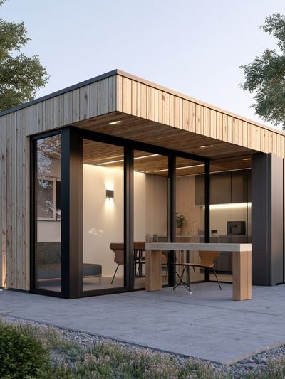 Modern Cabin Exterior Photography Poster.