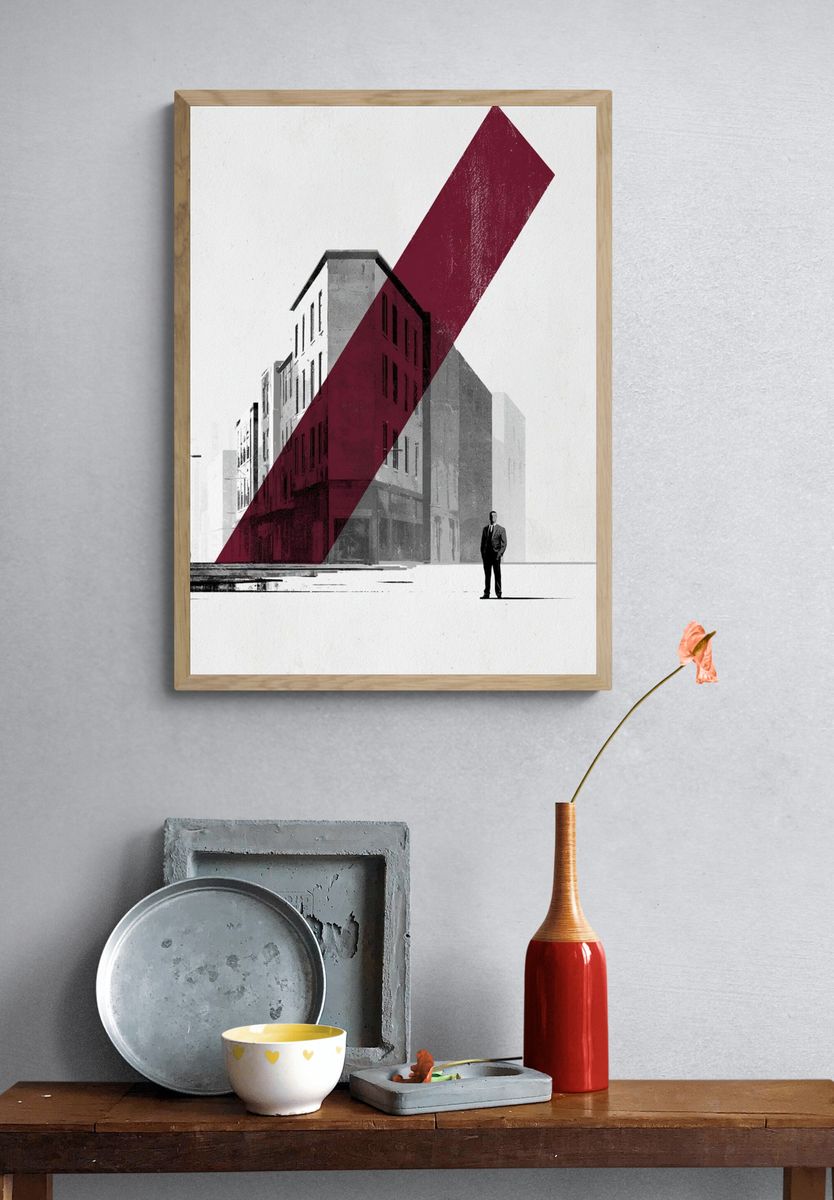 Urban Geometry Cityscape Print. — room view 3
