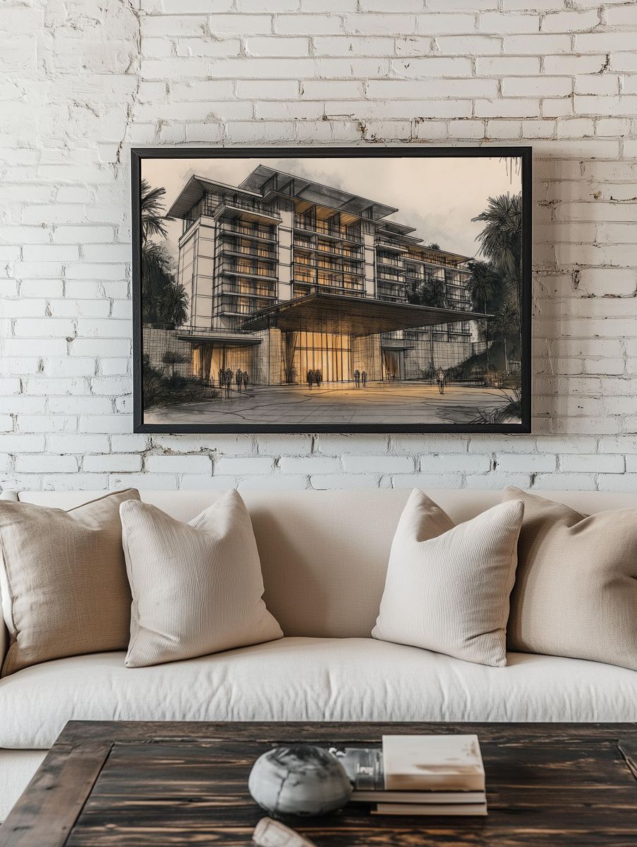 Modern Resort Architecture Print. room preview