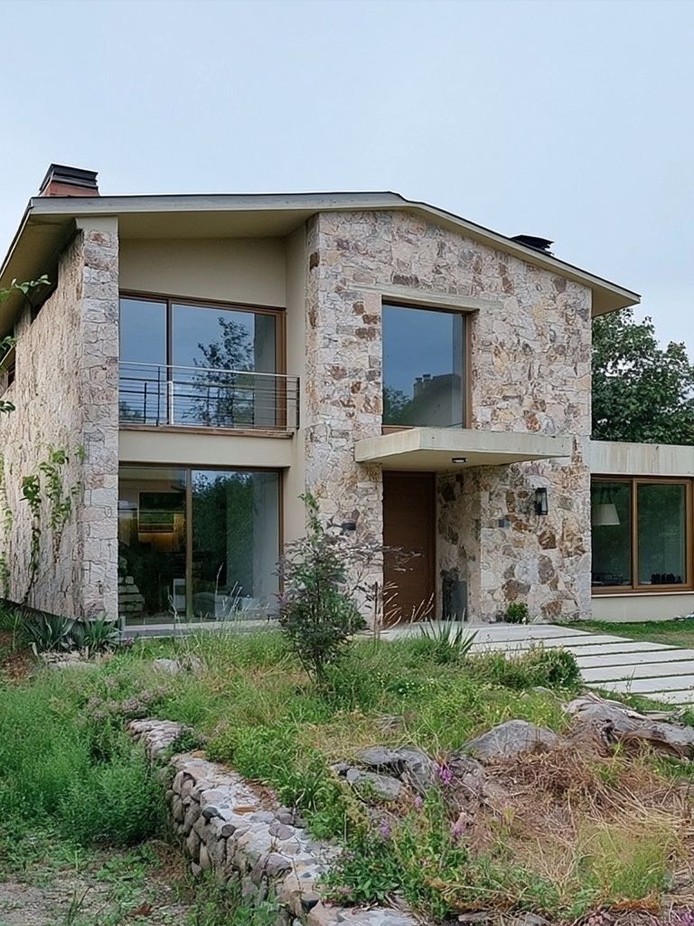 Modern Stone House Photography Poster. poster — architecture art