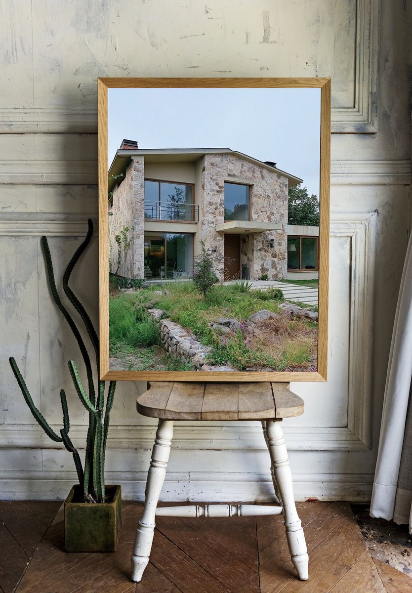 Modern Stone House Photography Poster. — room view 1