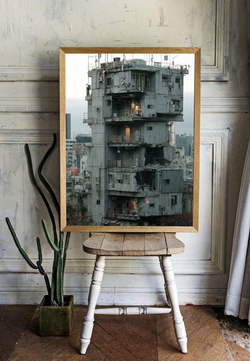 Urban Brutalist Tower Poster. — room view 1
