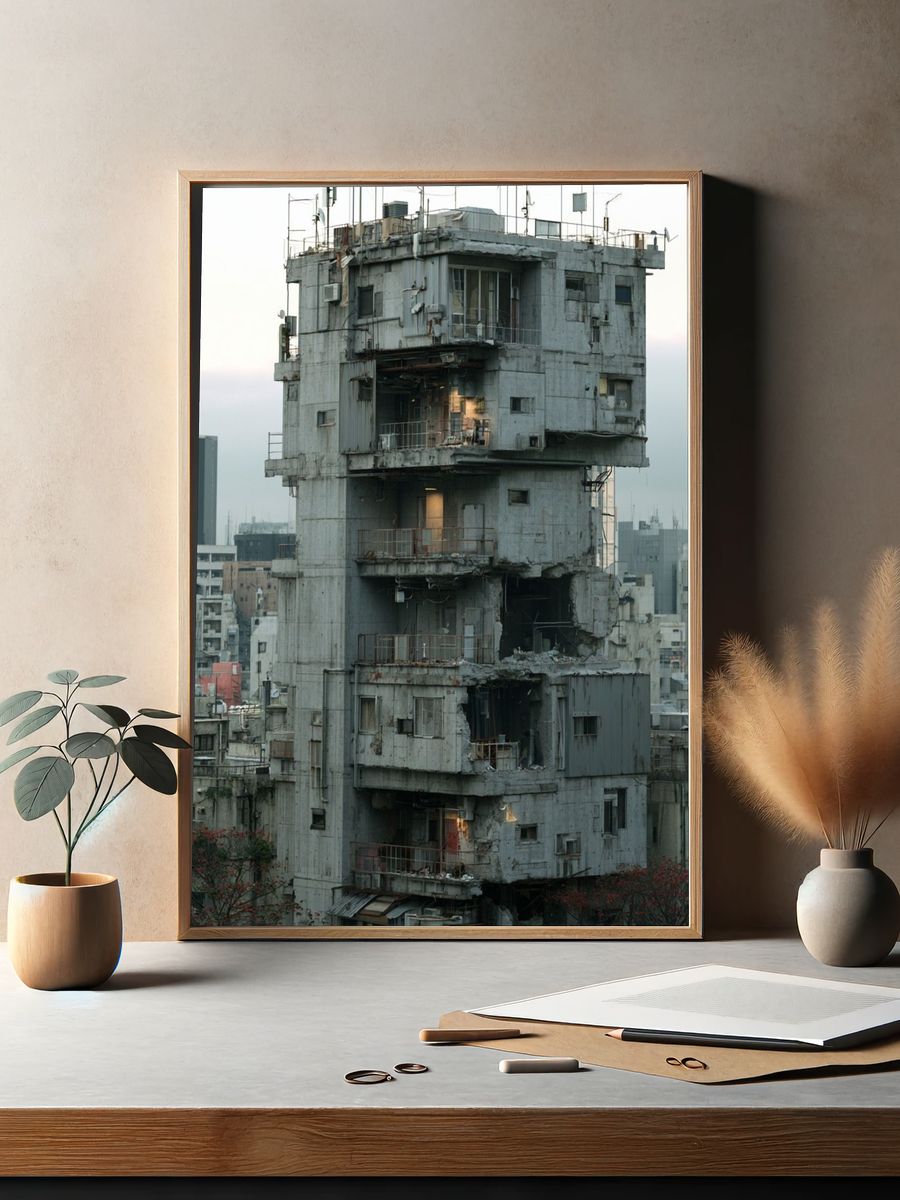 Urban Brutalist Tower Poster. — room view 2