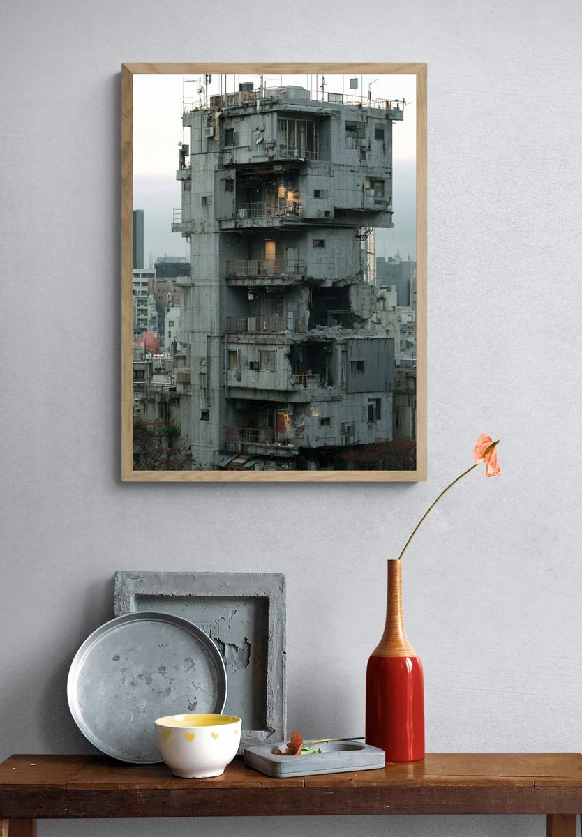 Urban Brutalist Tower Poster. — room view 3