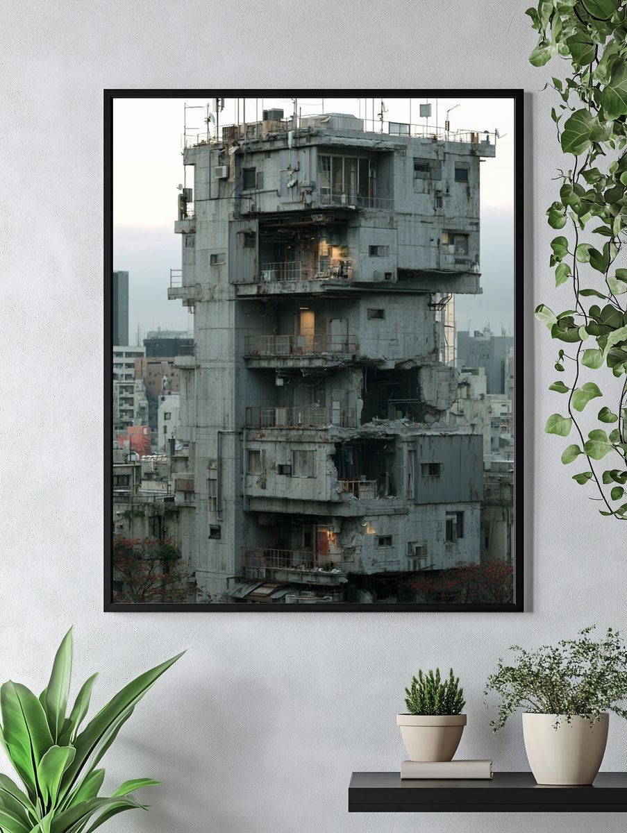 Urban Brutalist Tower Poster. — room view 4