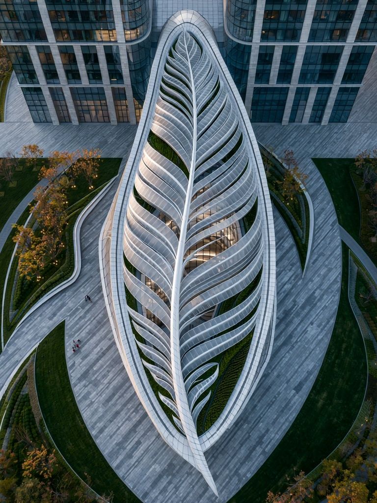 Leaf-Shaped Architecture Photography Poster. poster detail