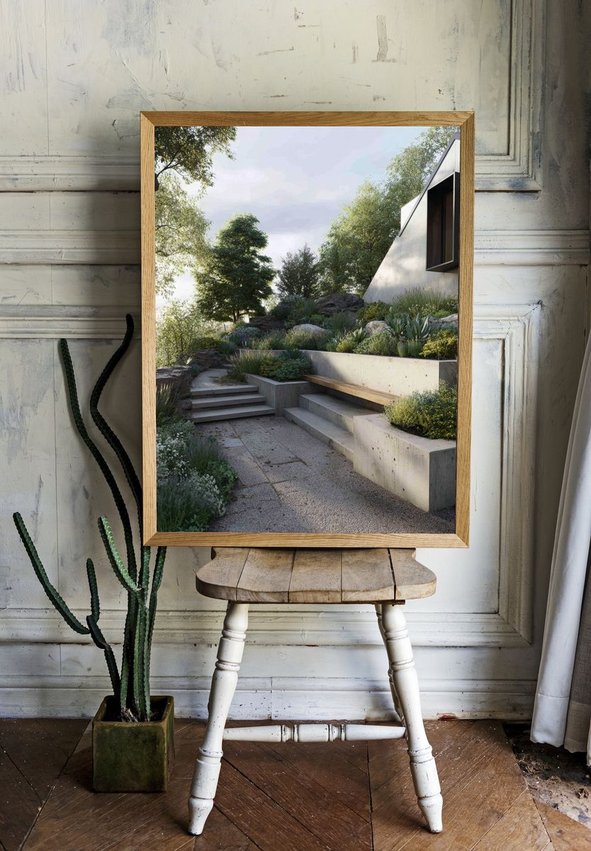 Modern Garden Terrace Architecture Poster. room preview
