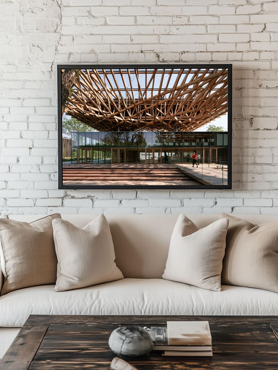 Modern Timber Pavilion Architecture Print. — room view 1