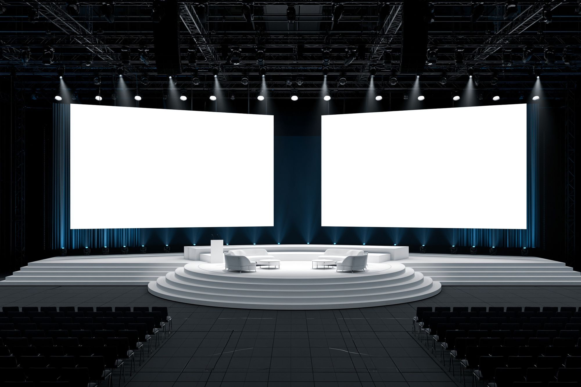 Modern Conference Stage Photography Poster. poster — architecture art