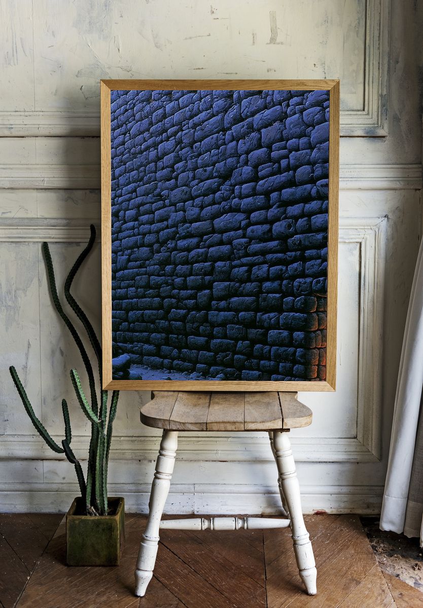 Stone Wall Firelight Poster. — room view 1