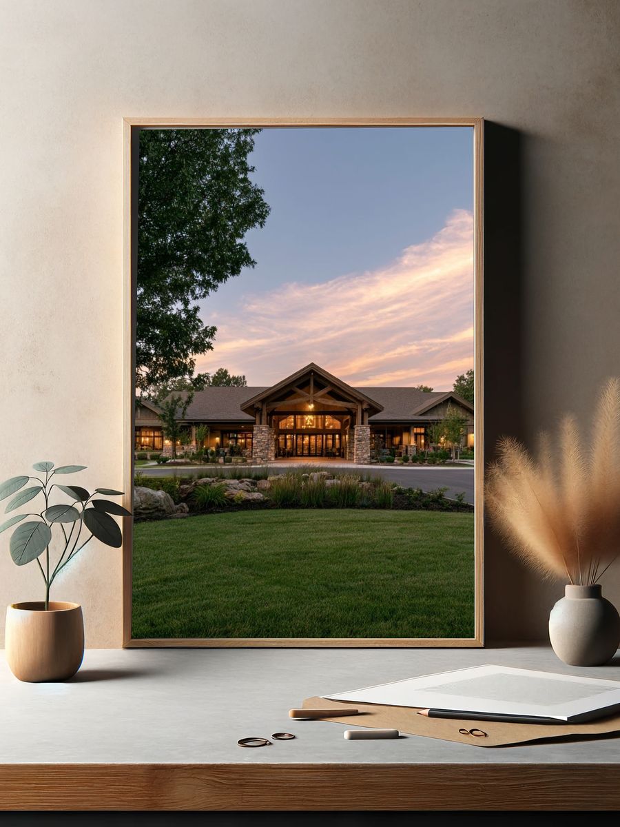 Luxury Lodge Exterior Photography Poster. — room view 2