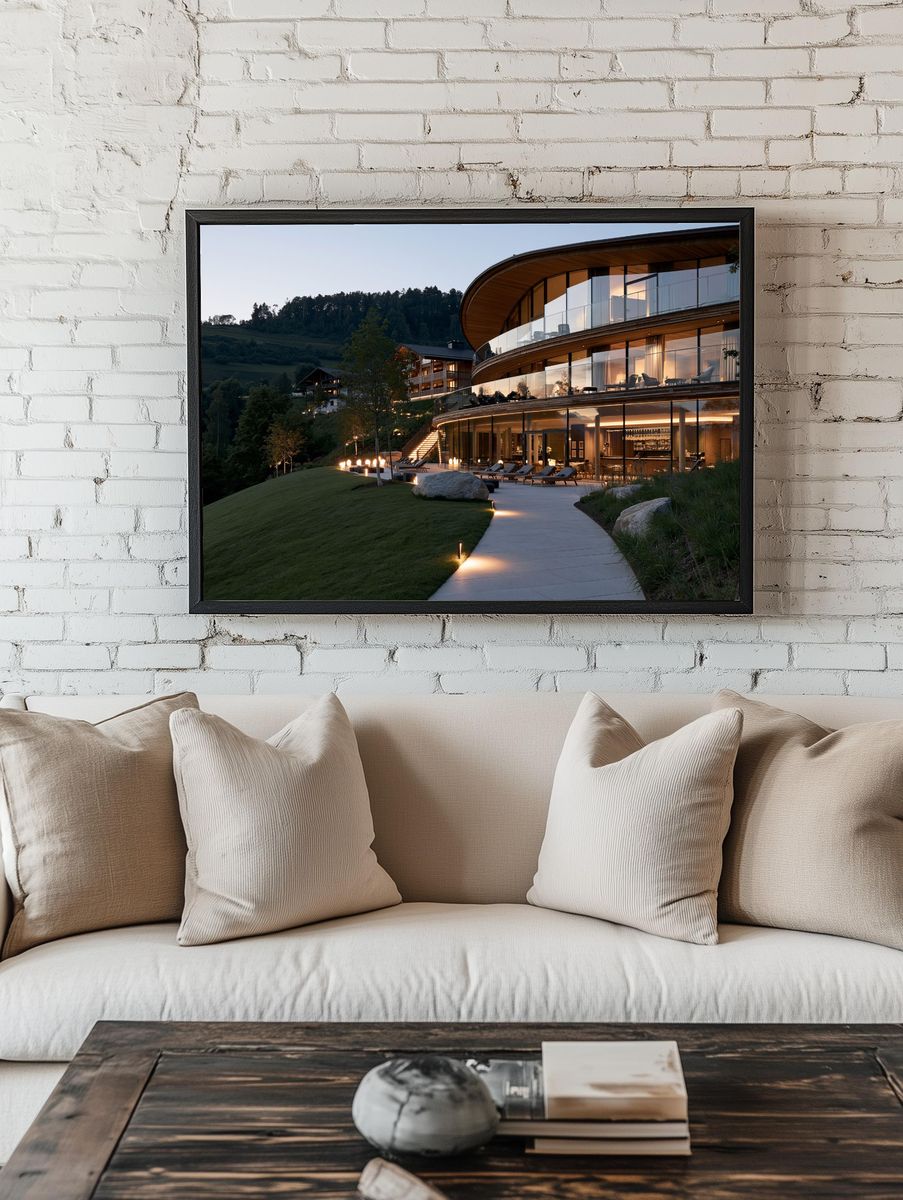 Modern Hillside Villa Photography Poster. — room view 1