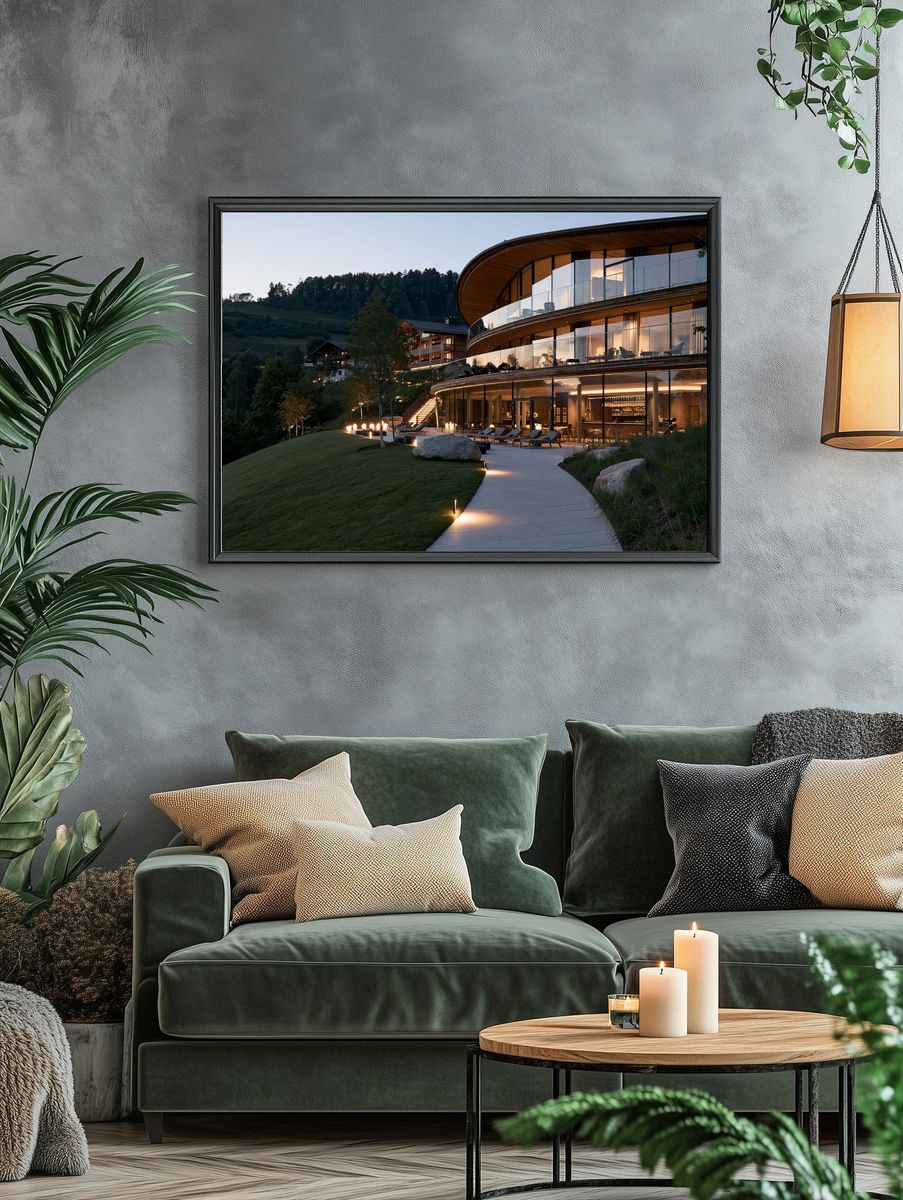 Modern Hillside Villa Photography Poster. — room view 4