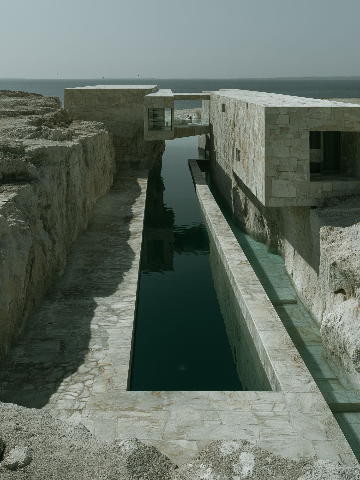 Cliffside Minimalist Architecture Poster. poster detail