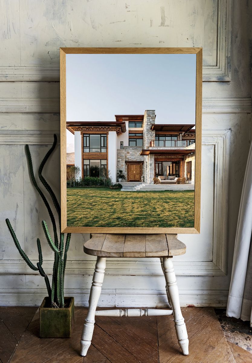 Modern Stone Villa Photography Poster. room preview