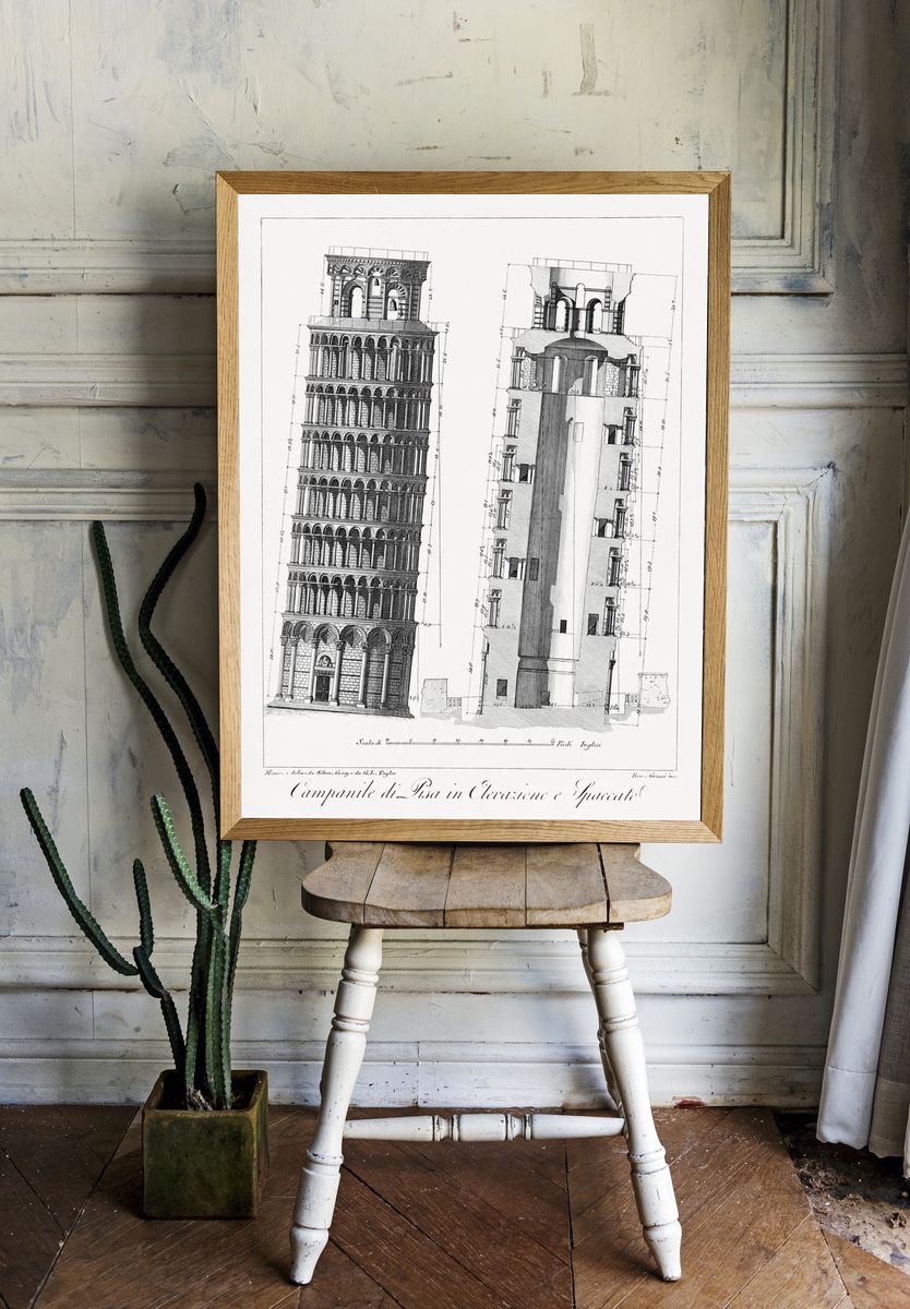Pisa bell tower, aesthetic print. — room view 1