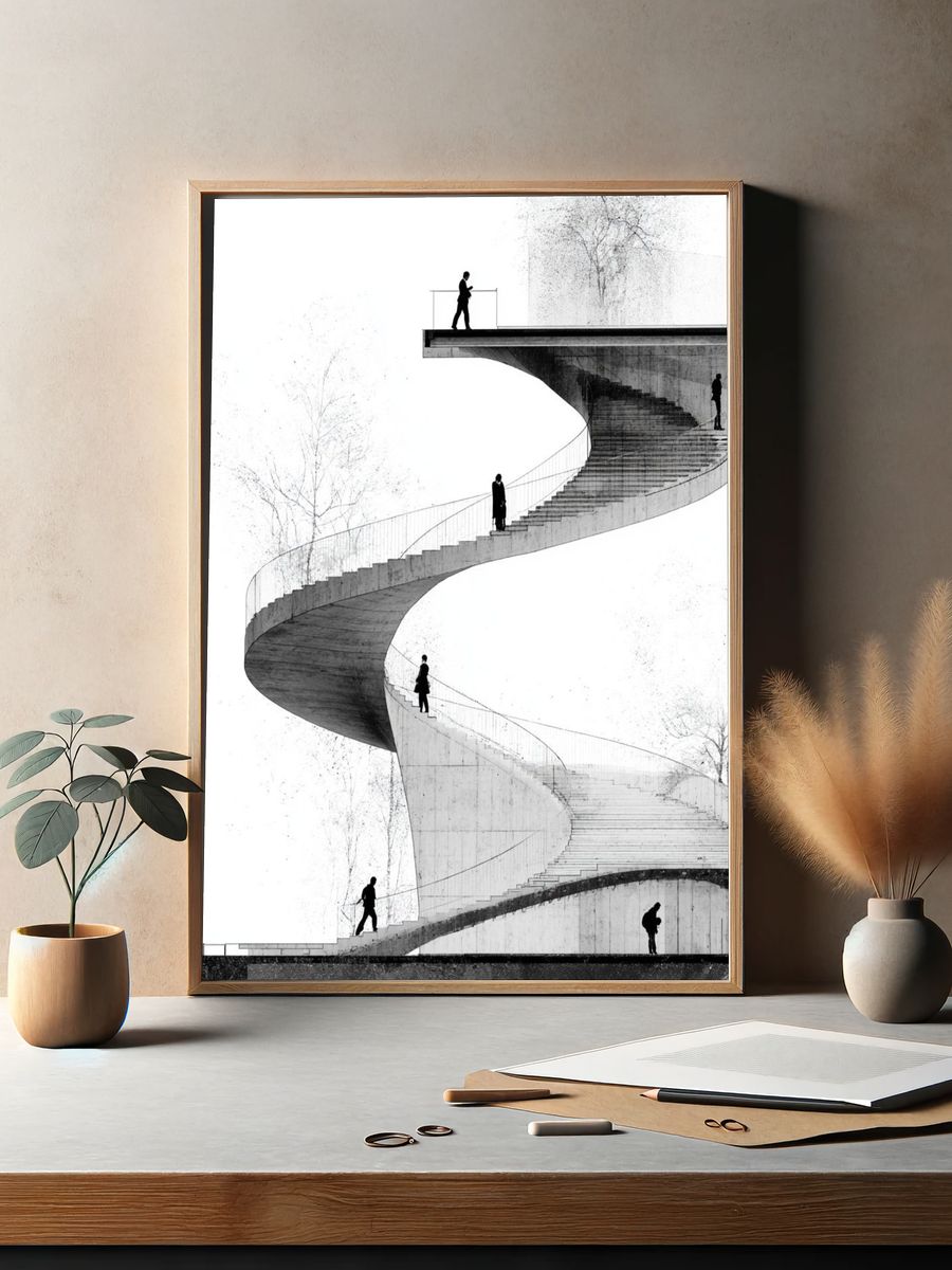 Spiral Staircase Architecture Print. — room view 2