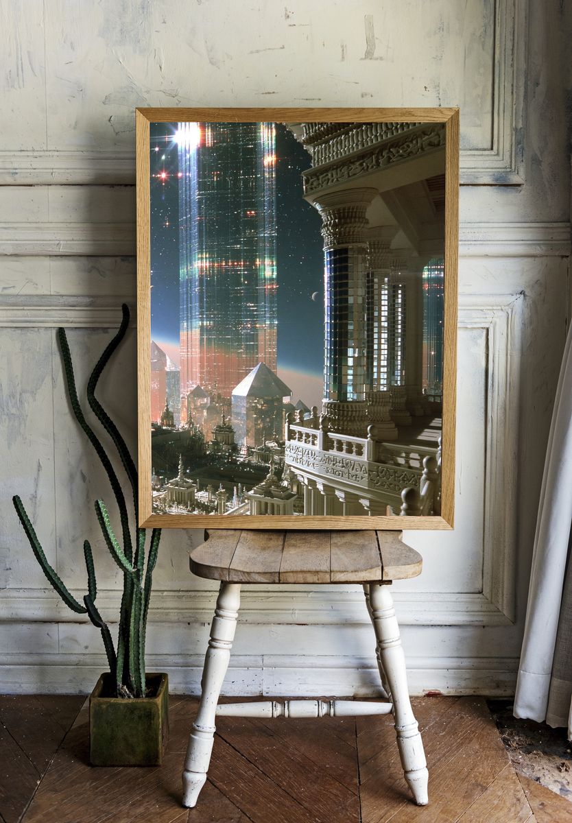 Futuristic Cityscape Architecture Print. room preview