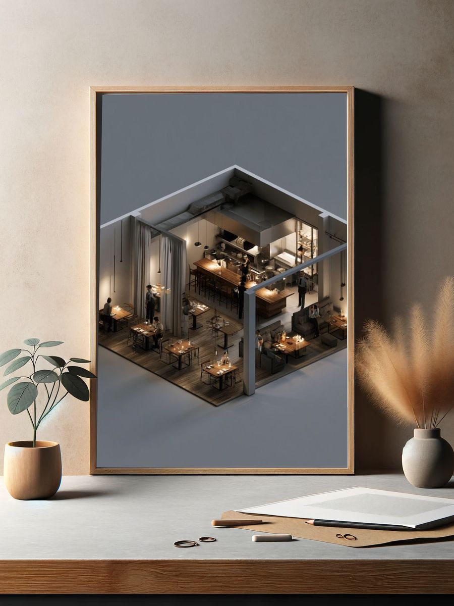 Modern Restaurant Interior Print. — room view 2