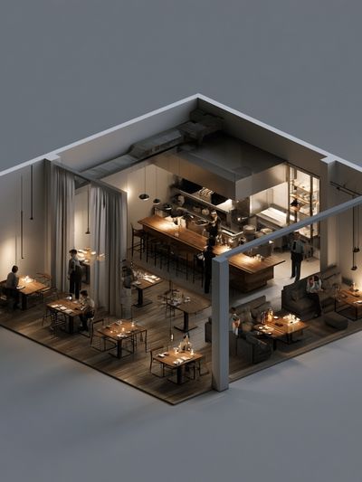 Modern Restaurant Interior Print. poster
