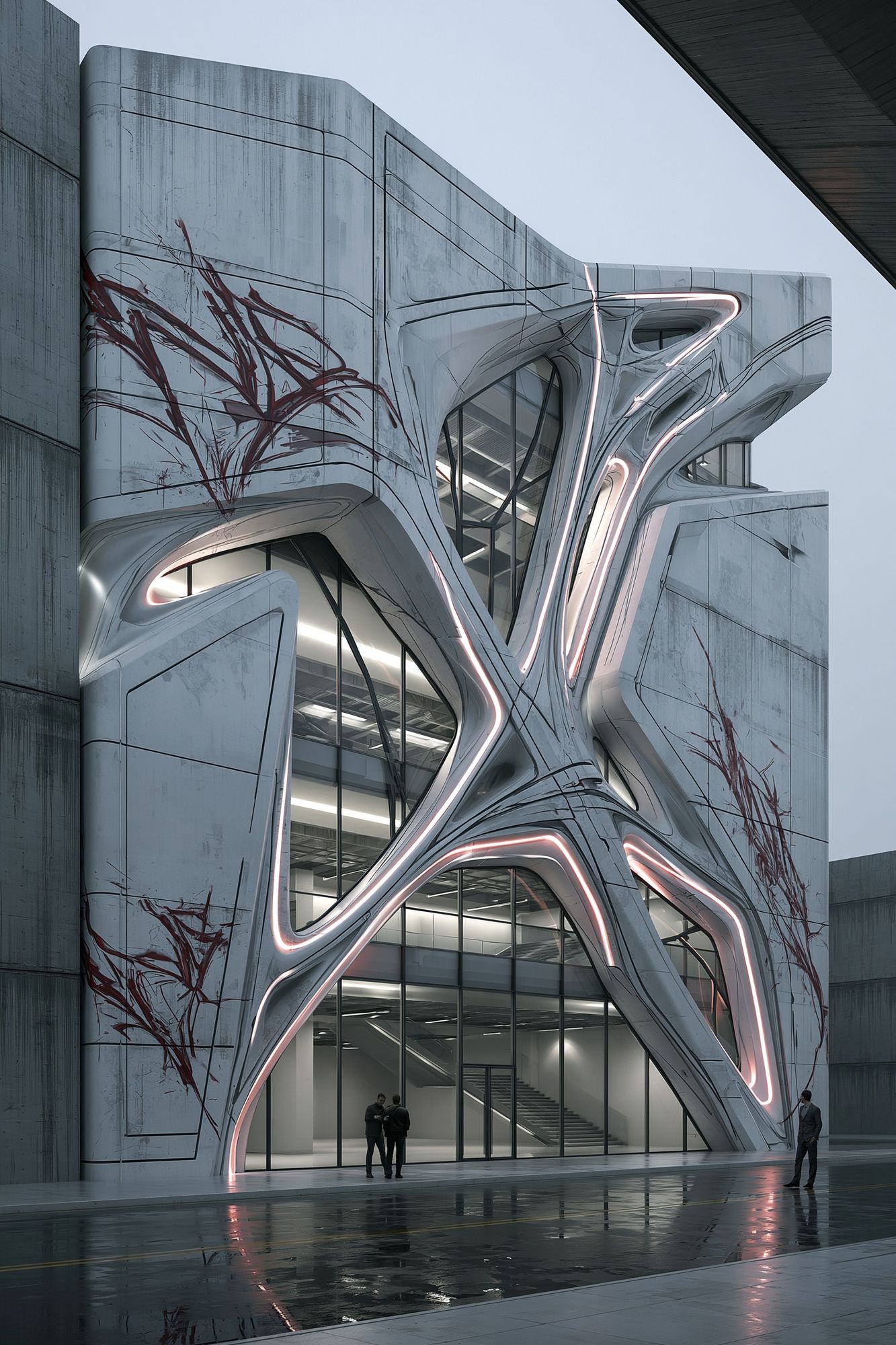 Futuristic Brutalist Building Poster. poster — architecture art