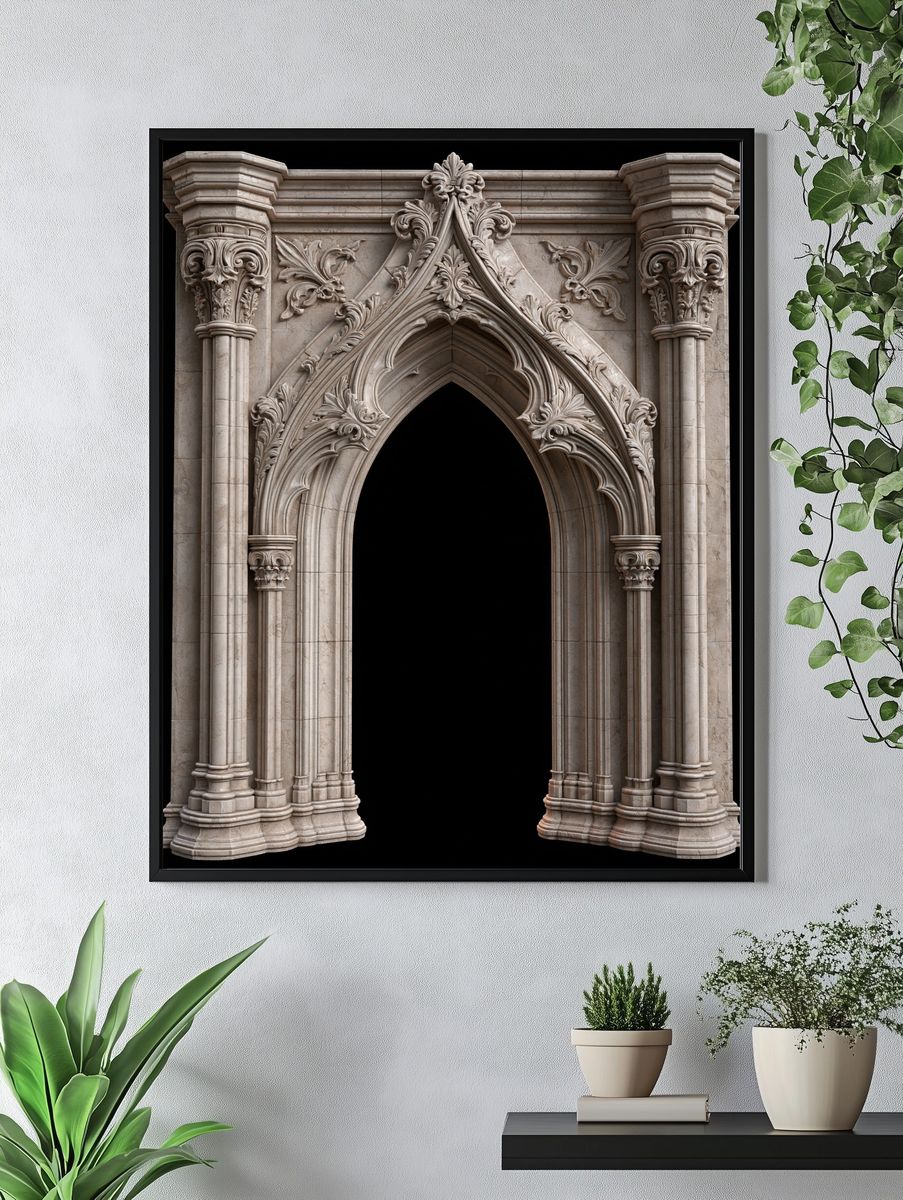 Gothic Stone Archway Architecture Print. — room view 4