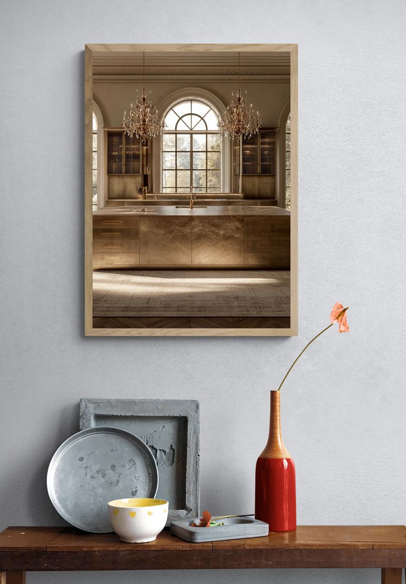 Luxury Brass Kitchen Interior Print. — room view 3