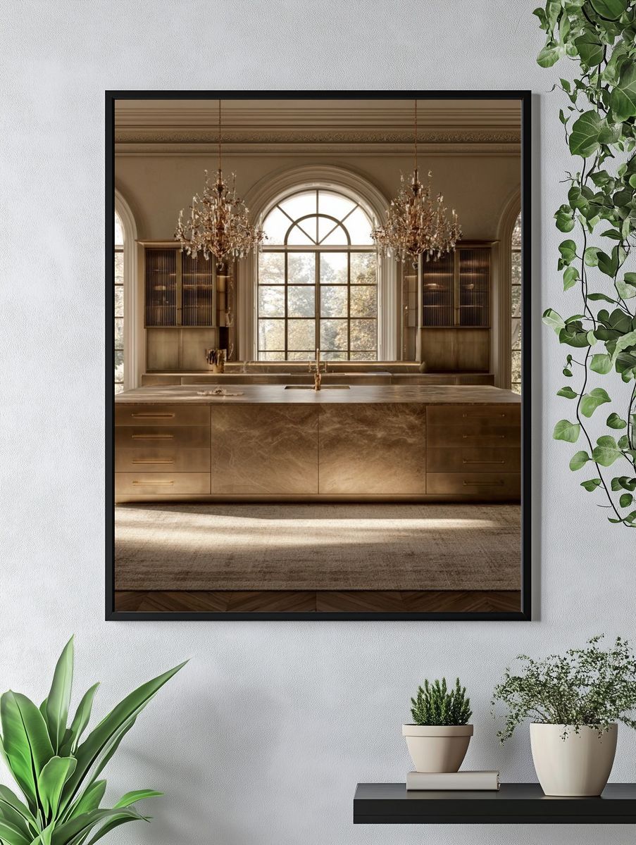 Luxury Brass Kitchen Interior Print. — room view 4