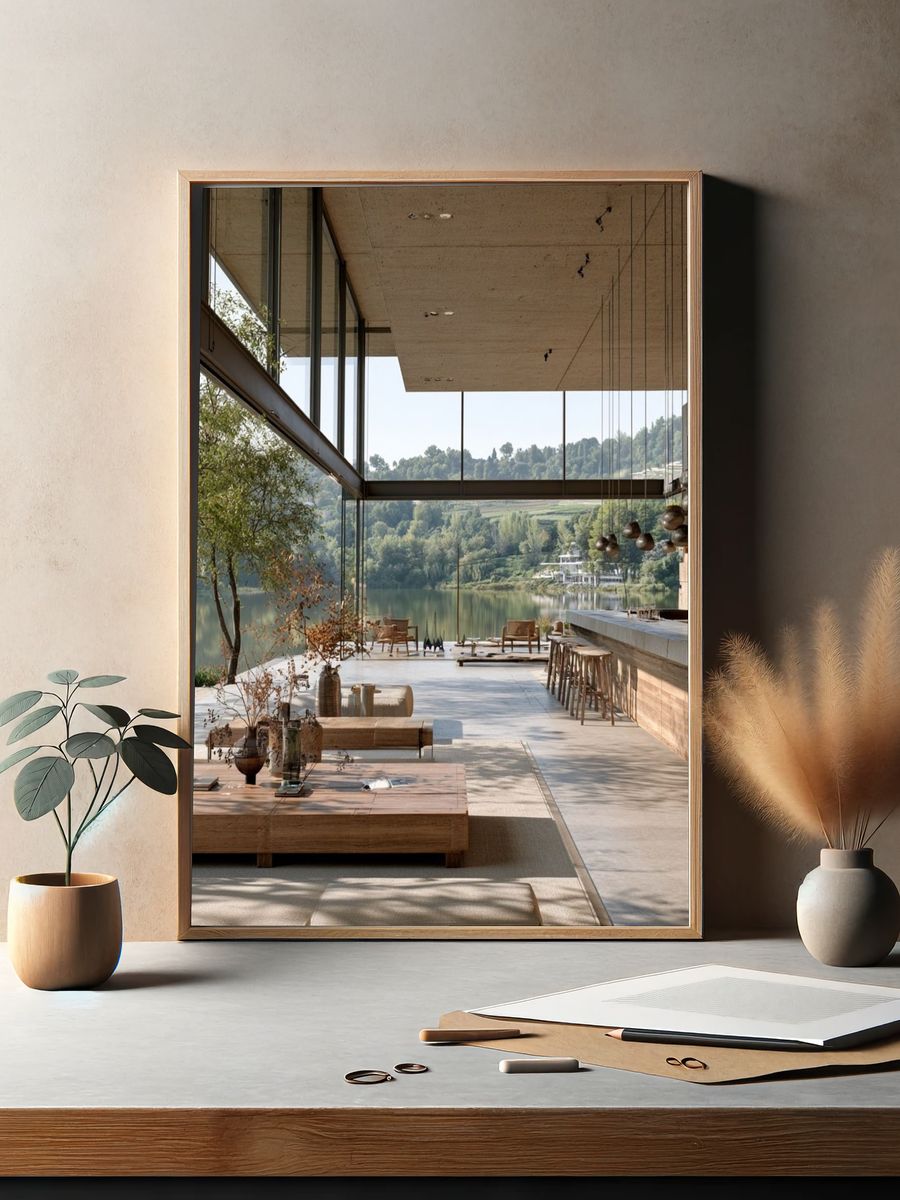 Modern Lakeside Interior Photography Poster. — room view 2