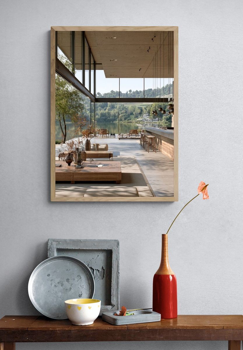 Modern Lakeside Interior Photography Poster. — room view 3