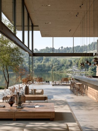 Modern Lakeside Interior Photography Poster.