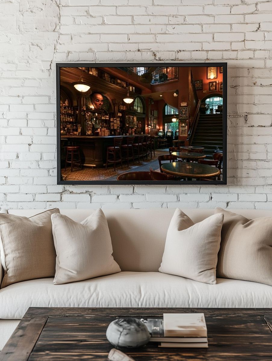 Cozy Vintage Bar Interior Poster. — room view 1