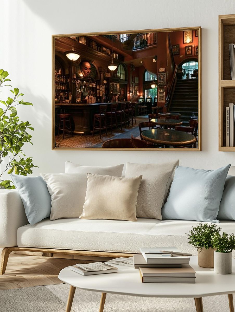 Cozy Vintage Bar Interior Poster. — room view 2