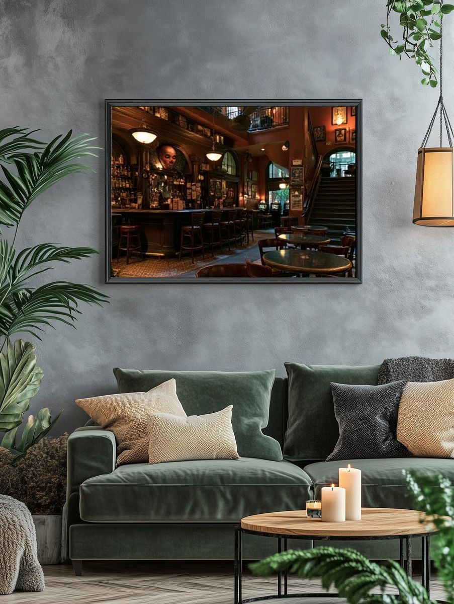 Cozy Vintage Bar Interior Poster. — room view 4