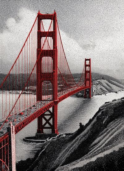 Golden Gate Bridge Halftone Poster. poster