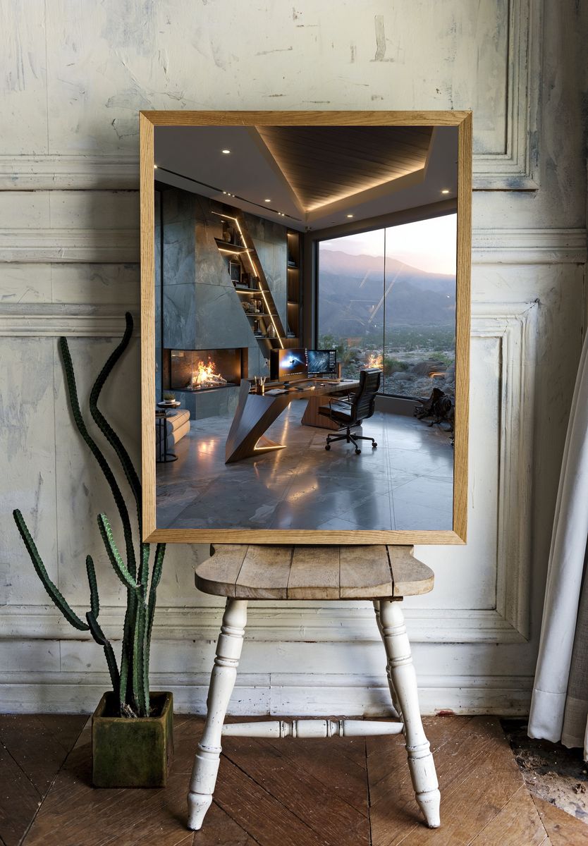 Modern Mountain Office Interior Poster. — room view 1