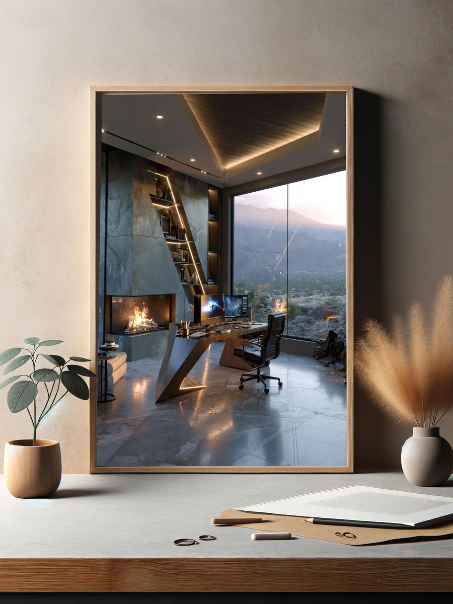 Modern Mountain Office Interior Poster. — room view 2