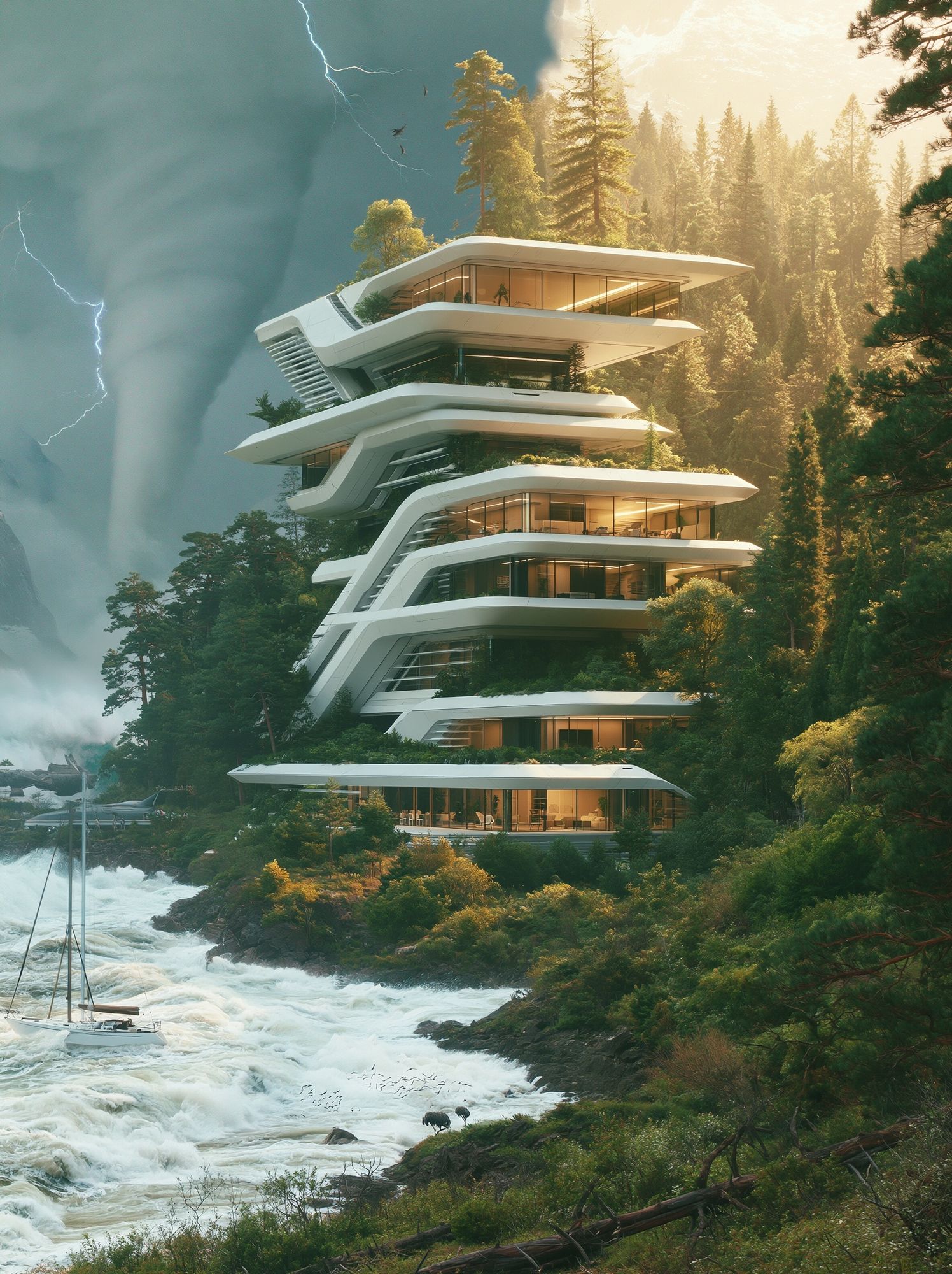 Futuristic Forest Villa Architecture Poster. poster detail