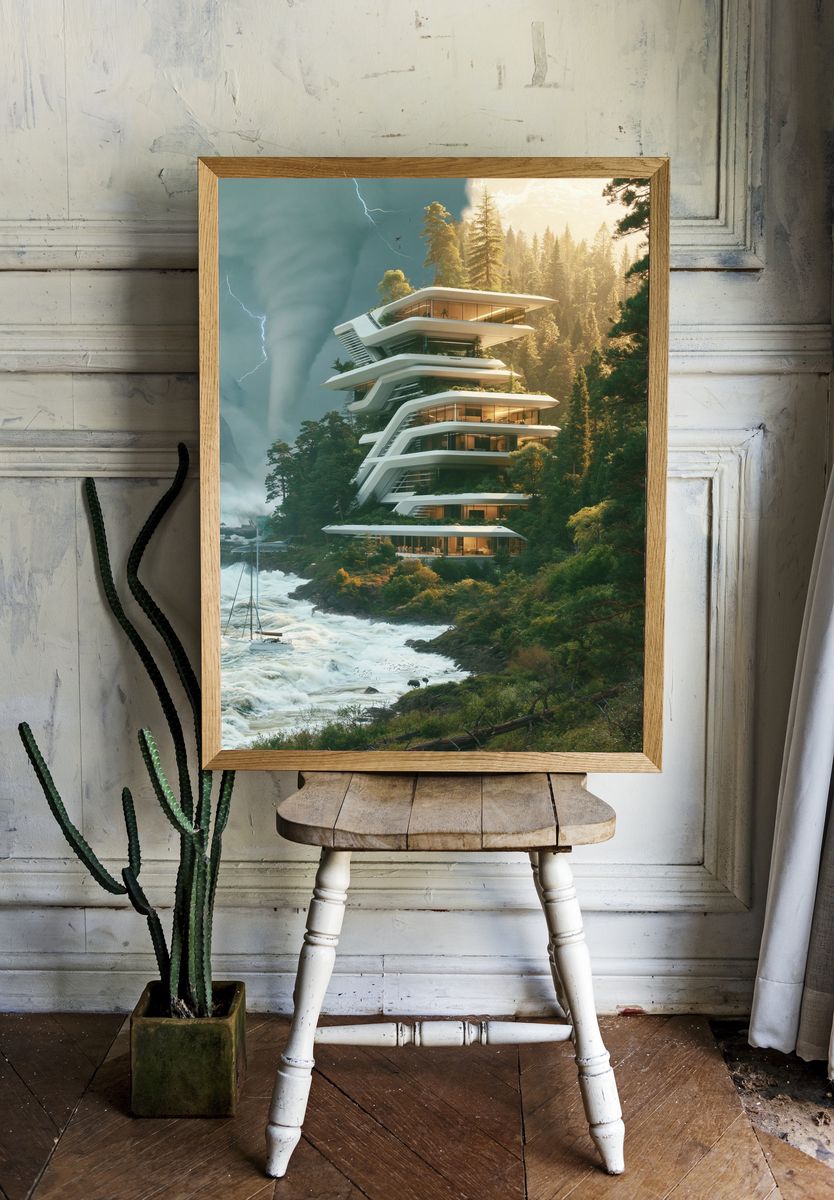 Futuristic Forest Villa Architecture Poster. room preview